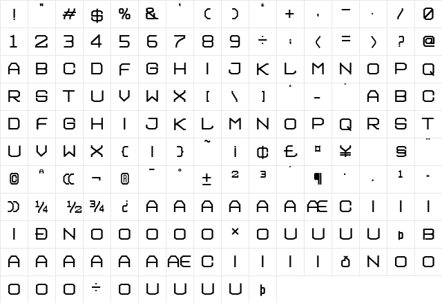 Futurama Expanded font glyphpreview