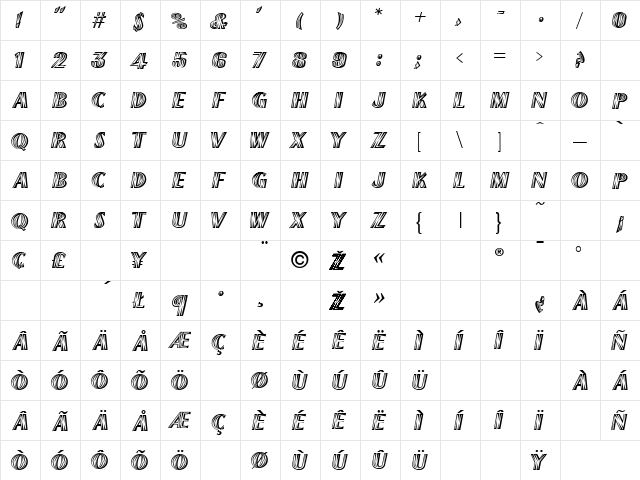 French Flash Regular font glyphpreview