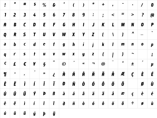 Mustardo Oblique font glyphpreview