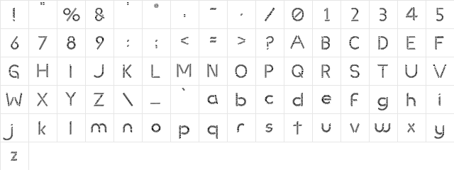 Slinked Regular font glyphpreview