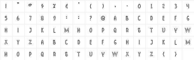 TINNY HURRY OUTLINE Regular font glyphpreview