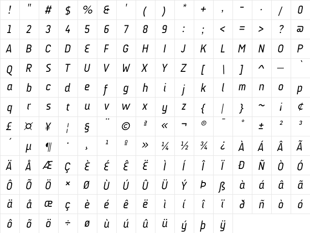 AUdimat Italic font glyphpreview