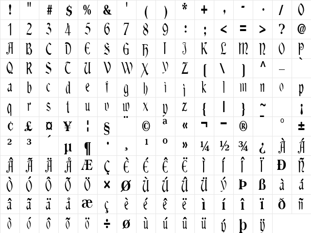 Franklin Regular font glyphpreview