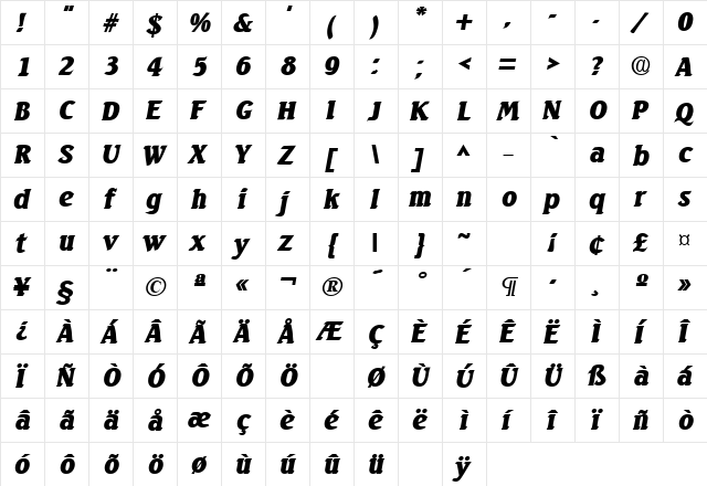 SeagullLH Bold Italic font glyphpreview