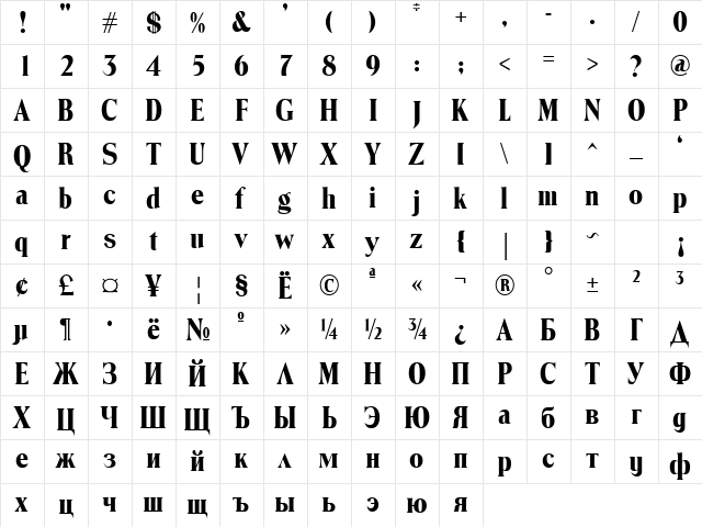 TrooverRoman Normal font glyphpreview