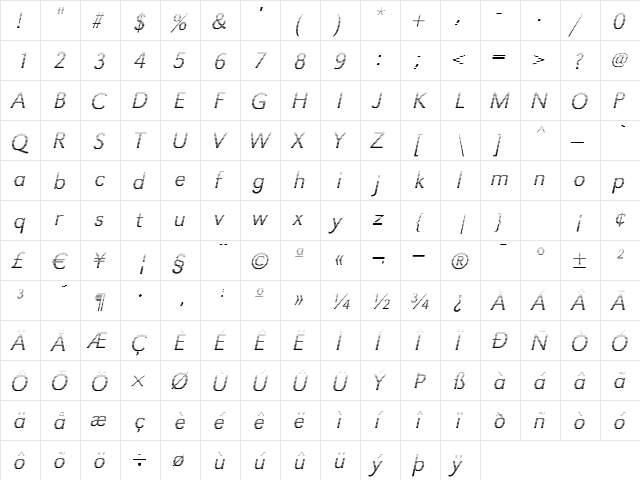 TomBeckerGradient-Light Italic font glyphpreview