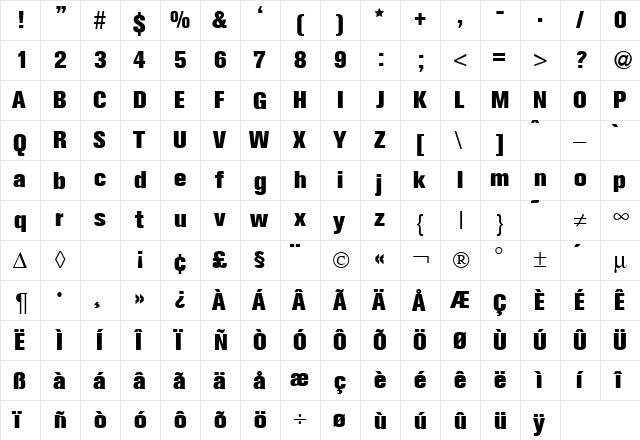 AkzentExtrabold Regular font glyphpreview