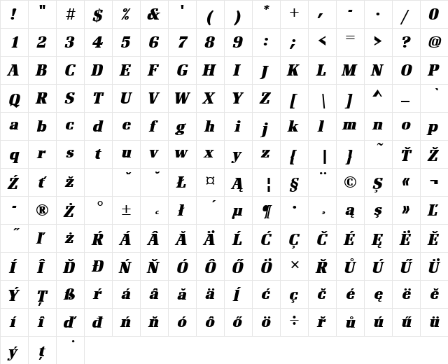 RenaultTEEBol Italic font glyphpreview