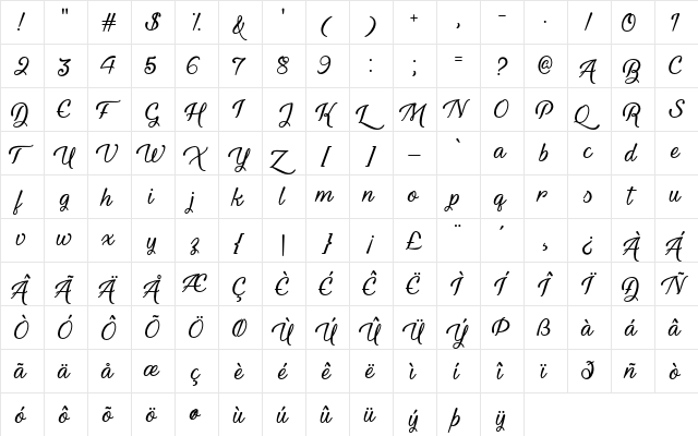 Youth and Beauty Regular font glyphpreview