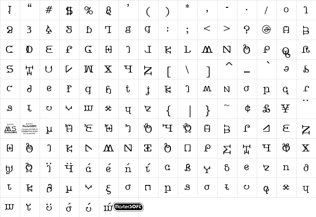 MSButtercrumb Regular font glyphpreview
