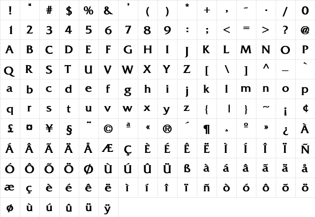 FritzQuadrata Bold font glyphpreview