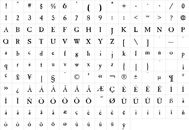 Casablanca Antique Plain font glyphpreview