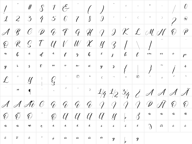 Undella Regular font glyphpreview