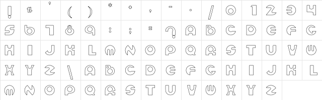 Espheres Hollow Regular font glyphpreview