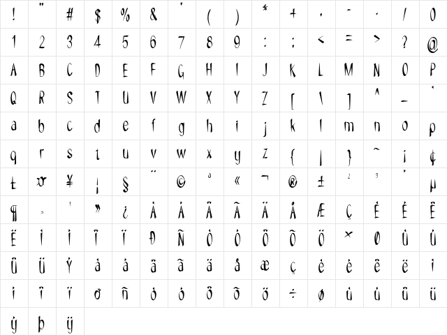 NYOEHOKA Regular font glyphpreview