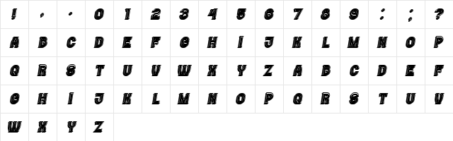 Casino 3D Filled Italic font glyphpreview