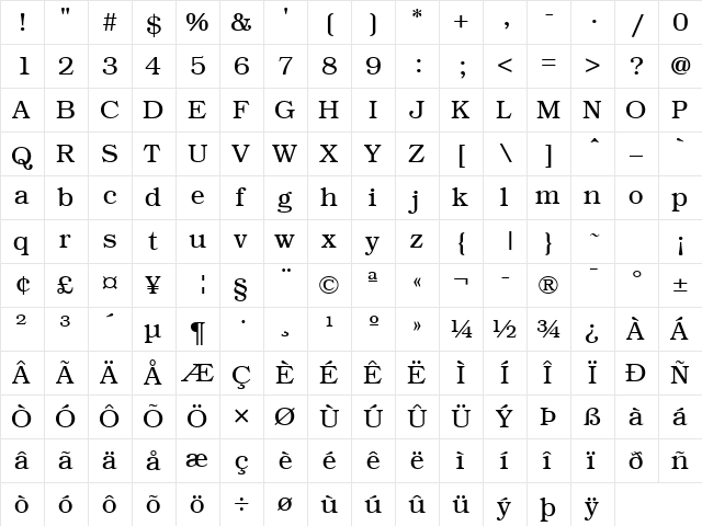 Brussels Light font glyphpreview