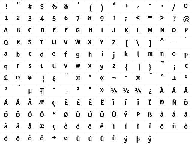 Officina Sans ITC Bold font glyphpreview