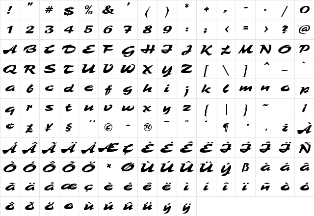 Tambo Regular font glyphpreview