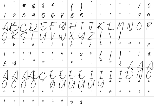 Flavellya Regular font glyphpreview