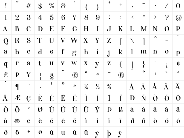 Afterglow Regular font glyphpreview