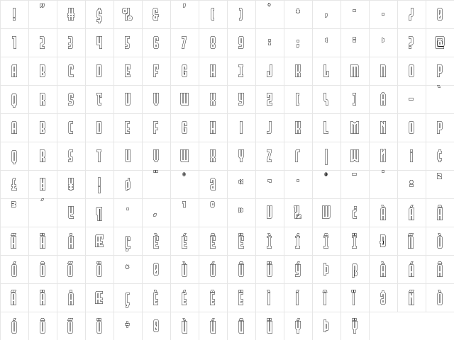 Peace & Houston Outline Regular font glyphpreview