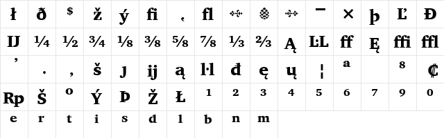 Charter Ext BT Black Extension font glyphpreview