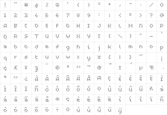 WC PIXHOLE light Bta Regular font glyphpreview