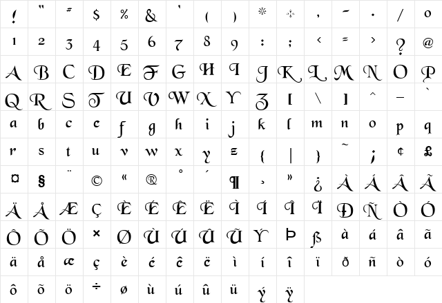 FZ SCRIPT 7 Normal font glyphpreview
