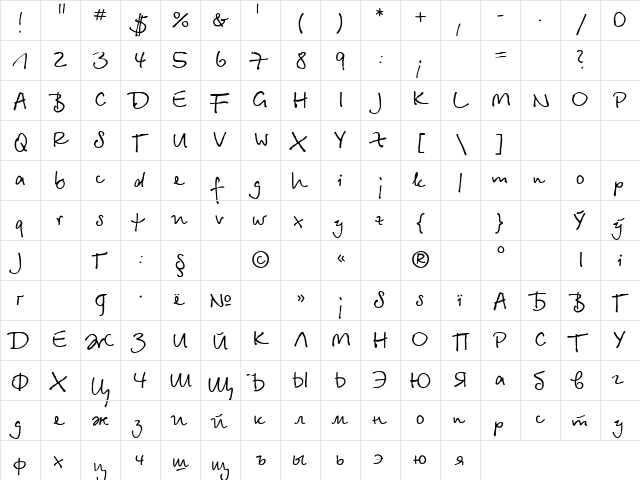 BetinaScriptC Regular font glyphpreview