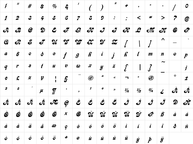 URWKelvinD Regular font glyphpreview