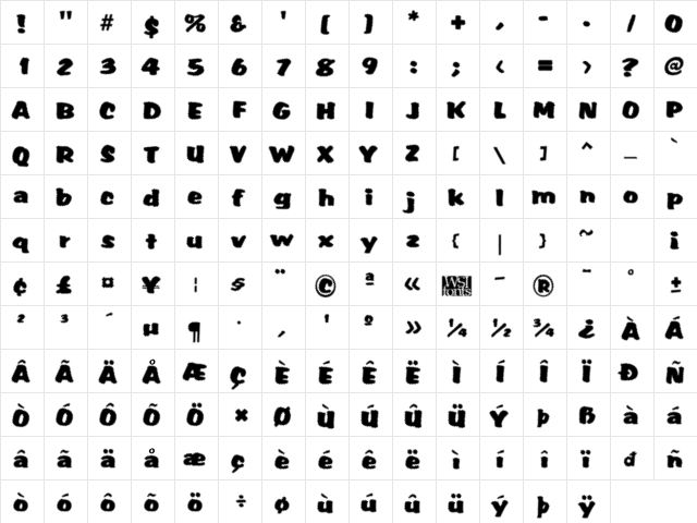 Tiffy Regular font glyphpreview