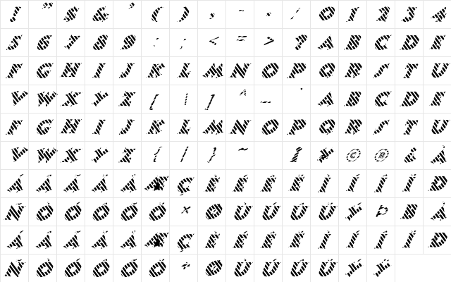 FZ JAZZY 13 STRIPED ITALIC Normal font glyphpreview