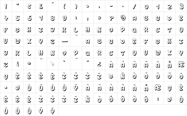 bubble & soap Regular font glyphpreview