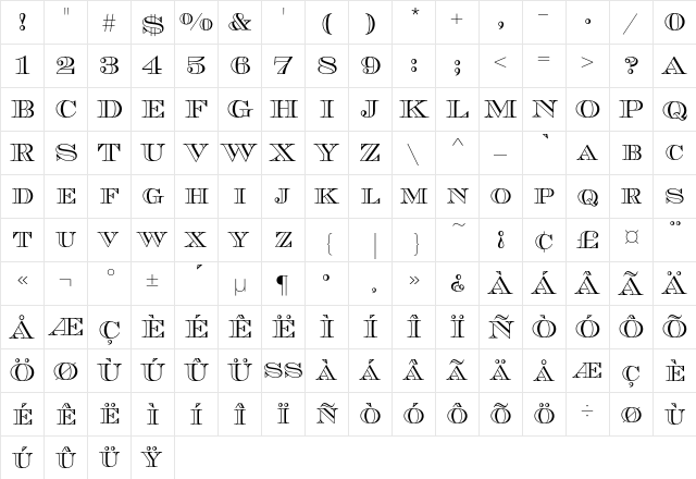 EscorialEF Outline font glyphpreview