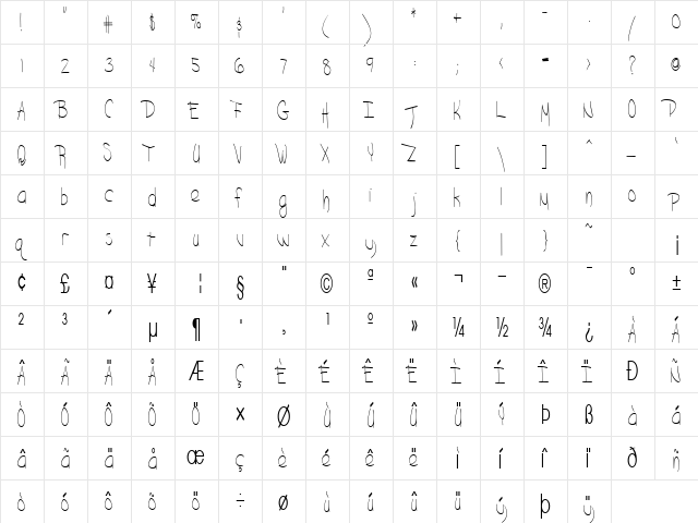 Blazing Regular font glyphpreview