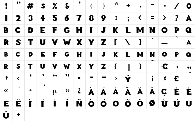 Utrecht Regular font glyphpreview