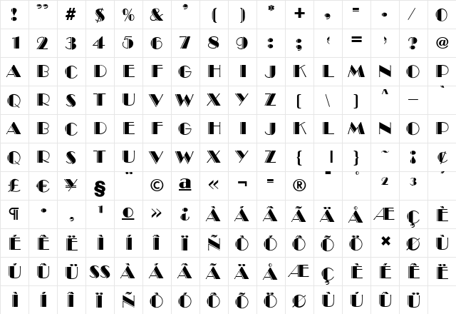 AnnaBeckerEngraved Regular font glyphpreview