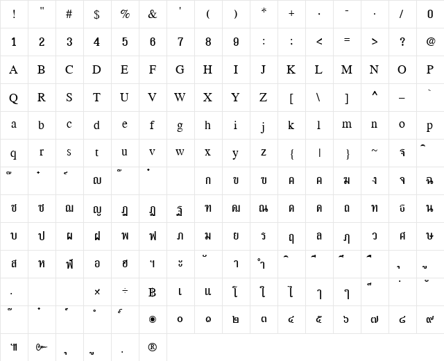 PSL-ThaiCommon Regular font glyphpreview