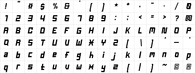 Peradaban Italic font glyphpreview