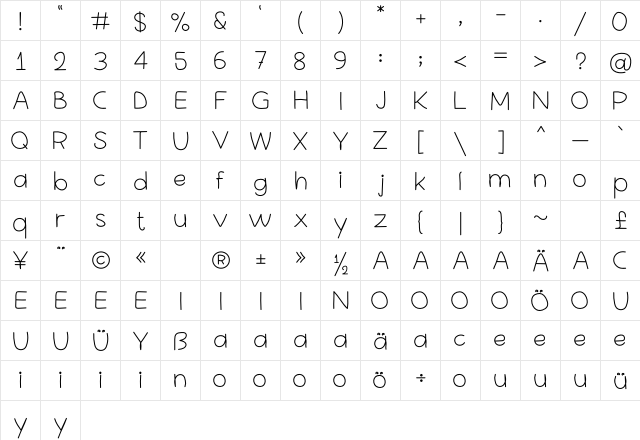 SX Write II Light Regular font glyphpreview