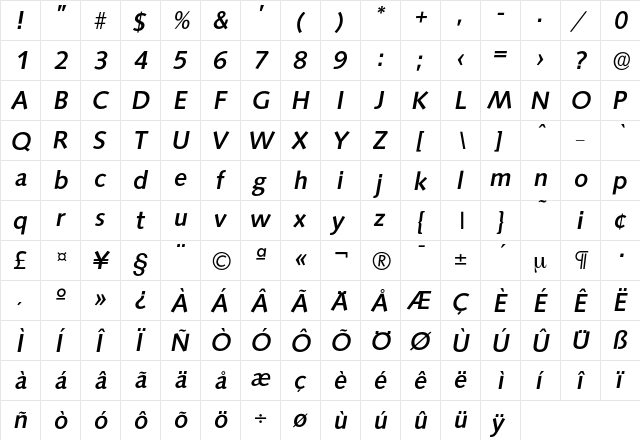 Saxony-MediumIta Regular font glyphpreview