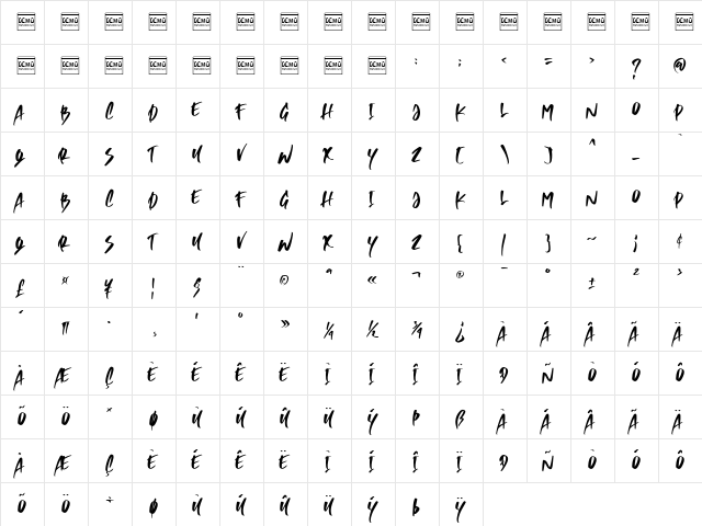 Musician Crush Regular font glyphpreview