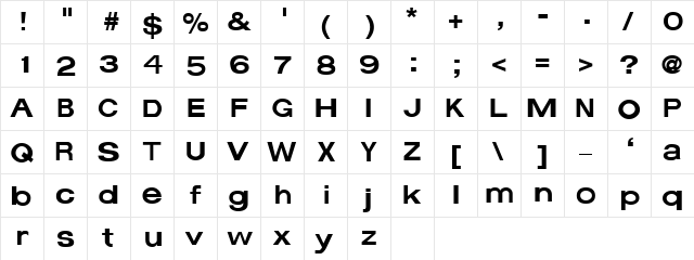 CheapSignage Standard font glyphpreview