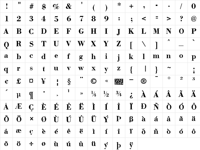 Boston Bold font glyphpreview