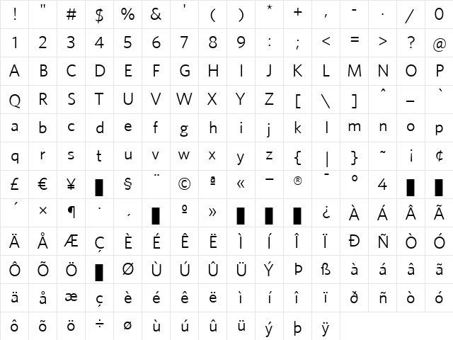 Whitney Medium font glyphpreview