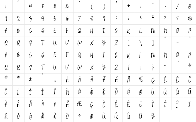 Royal Brush Regular font glyphpreview