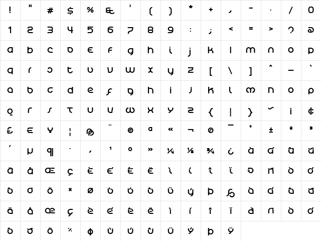 Tierra Negra Regular font glyphpreview