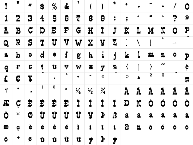 Edmunds Distressed Regular font glyphpreview