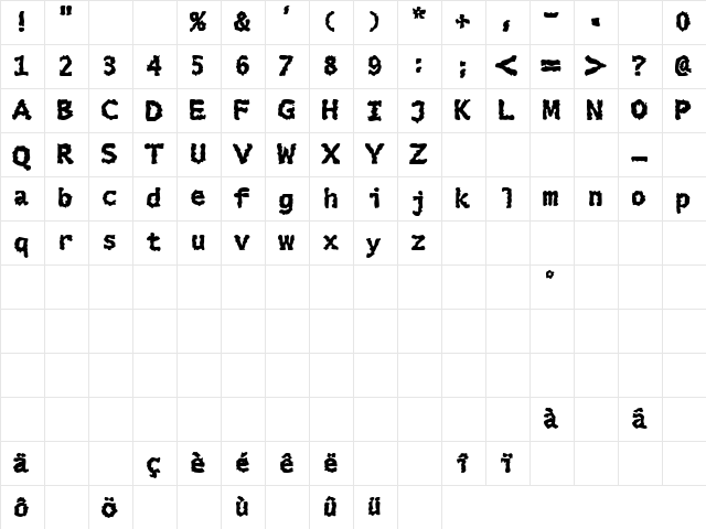 Extralucid Regular font glyphpreview